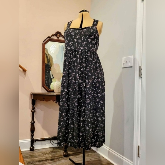 NEW 3X Long Blk Floral Dress - Picture 2 of 9